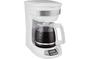 Hamilton Beach 12 Cup Programmable Drip Coffee Maker with 3 Brew Options, Glass Carafe, Auto Pause and Pour, White (46294)