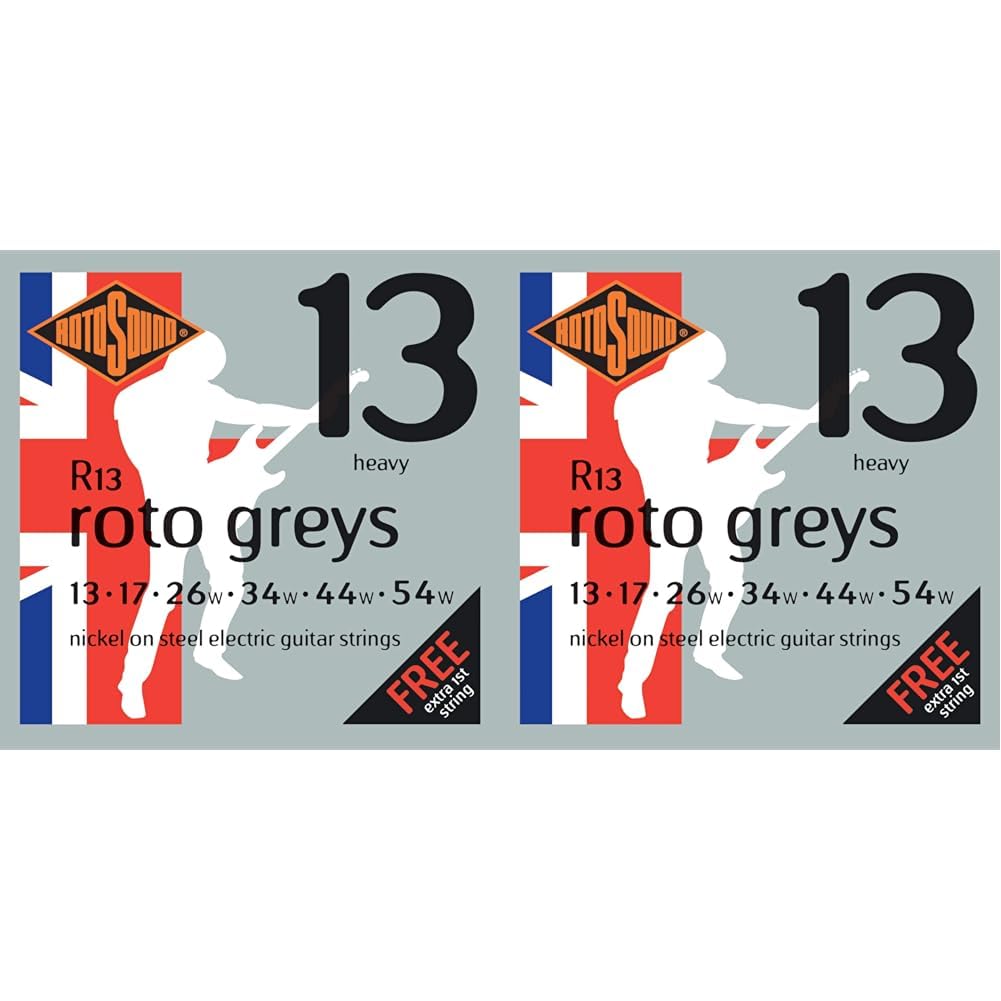 Rotosound R13 Nickel Heavy Gauge Electric Guitar Strings (13 17 26 34 44 54) (Pack of 2)