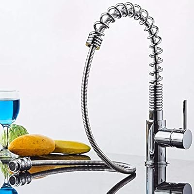 Kitchen Taps Swivel Spring Spout Pull Out Chrome Polished