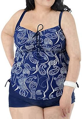 Maxde 2017 Vintage Push Up One Piece Swimwear Women Huge Swimsuit Print Swimsuit Plus Size Bathing Suit Bodysuit Beach Wear Female (XXXXXXXX-Large, Blue)