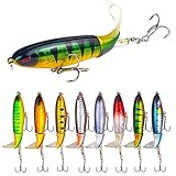 GUFIKY Fishing Lures Whopper Plopper 4.0 inch/0.5 oz with Rotating Spins Tail for Bass，Trout ，Walleye，Pike and Musky Topwater Floating Hard Baits Swimbaits with Barb Treble Hooks