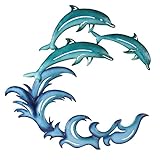 Riding The Wave Dolphin Wall Art, Blue, Iron