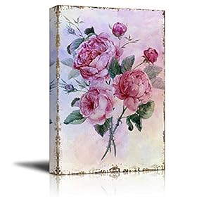 Bouquet of Pink Watercolor Roses on a Delicate...