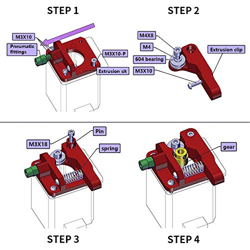 Aokin Ender 3 Ender 5 CR-10 Extruder Upgraded Replacement MK8 Extruder Aluminum Drive Feed Bowden Extruder 1.75mm Filament for Creality Ender 3, CR-7, CR-8, CR-10, CR-10S, CR-10 S4, CR-10 S5