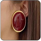 Chunky Statement Earrings for Women Black Blue Red Burgundy Resin Acrylic Earring Big Oval Round Earrings Large Geometirc Drop Dangle Earring Chunky Jewelry Holiday Christmas Accessories