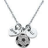Soccer Gifts, Soccer Charm Necklace, Personalized Soccer Ball Jewelry, Custom Initial Soccer Pendant for Women, Teens and Girls, Soccer Accessories