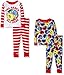 Sesame Street Toddler Boys' 4-Piece Cotton Pajama Set, Elmo Red, 3T