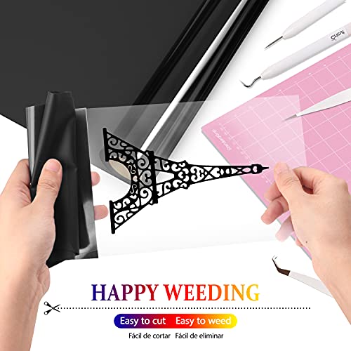 TransWonder Black Heat Transfer Vinyl 12 x10, Iron on Vinyl HTV Vinyl