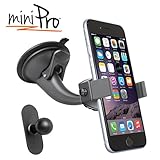 iBOLT miniPro Window / dash car mount for iPhone 5, 5c, 5S, iPhone 6, 6s, 7 Samsung Galaxy S6 edge S5 S4, Note 3, 4, 5 & HTC One M8, works with protective cases.