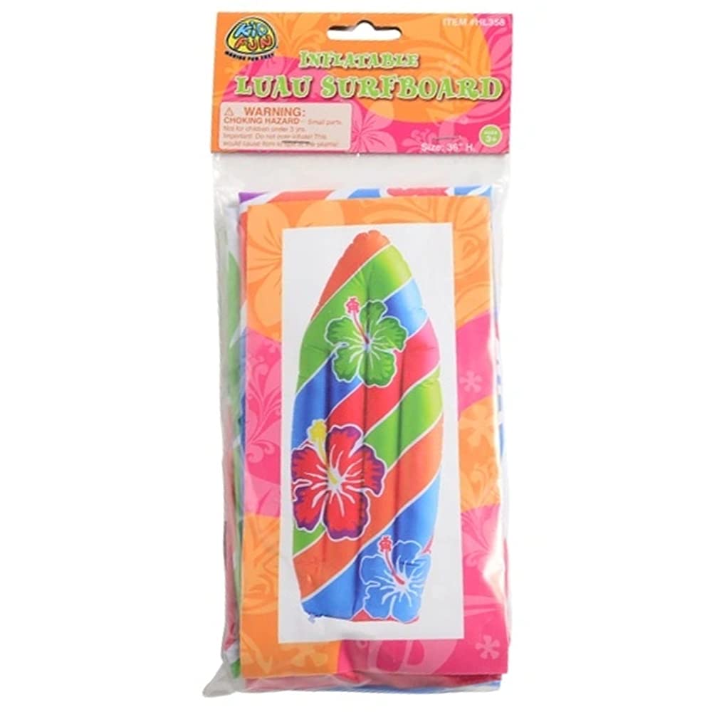 ArtCreativity Luau Surfboard Inflate, Inflatable Surfboard for Beach, Tropical and Luau Party Decorations, Inflatable Pool Toy for Kids and Adults, Beach Party Inflate