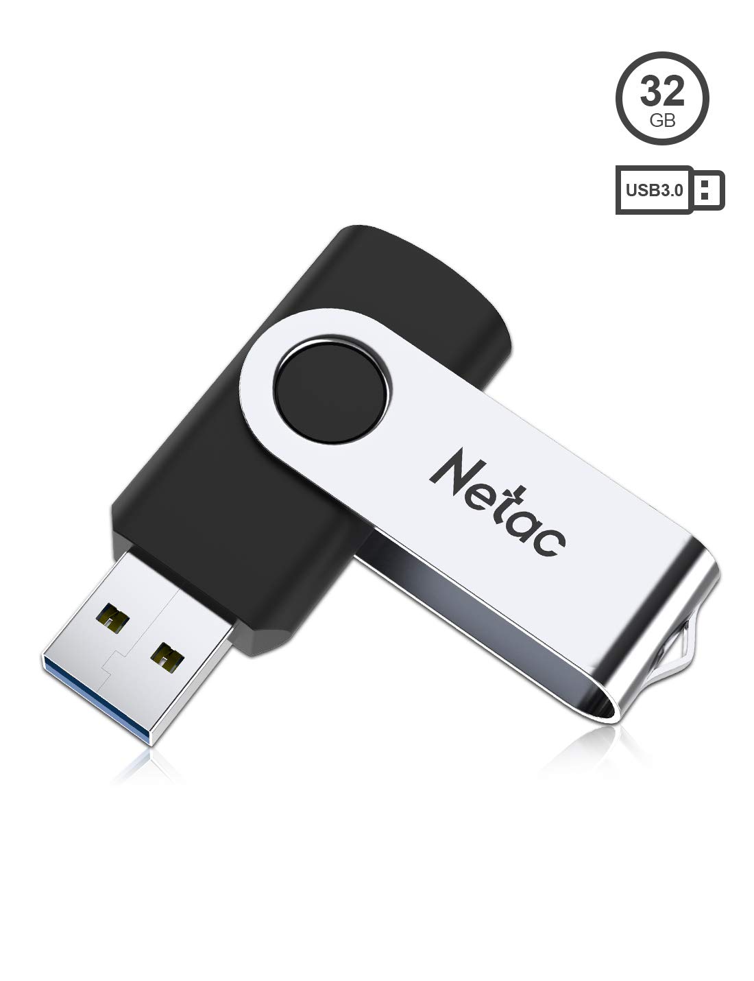 Netac 32GB USB 3.0 Flash Drive, USB Stick Speed up to 90MB/s, Thumb Drive Rotataed Design, Memory Stick for PC/Laptop/PS4/External Storage Data, Jump Drive, Photo Stick Digital for Photos/Videos U505