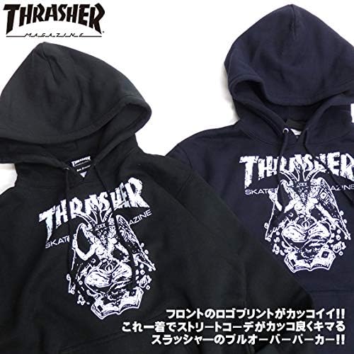 Amazon Thrasher パーカー バフォメット スウェットパーカー メンズ スラッシャー ロゴ プリント ブラック ホワイト Lサイズ トレーナー パーカー 通販