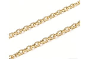 3.28 Feet 304 Stainless Steel Cable Chains, Golden Flat Oval Soldered Link, DIY Jewelry Making Accessories, Decorative Chains