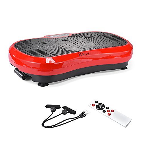 iDeer Vibration Machine Fitness Vibration Plates,Whole Body Shaking Vibration Platform with Remote Control & Resistance Bands,Anti-Slip Fit Massage Workout Trainer Max User Weight 330lbs (Red 09002)