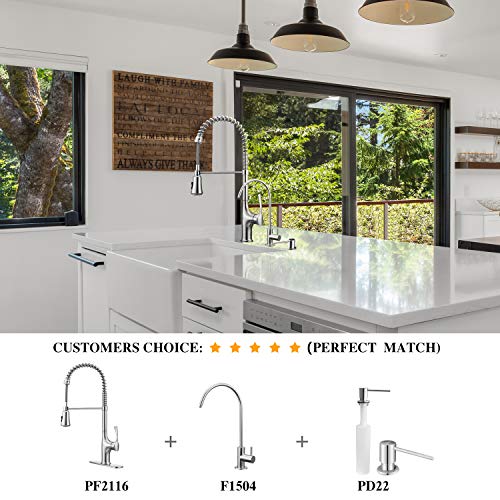 Primy Commercial Kitchen Faucets With Pull Down Sprayer Modern Heavy Duty Lead-Free Single Handle High-Arc Kitchen Sink Faucet With Deck Plate, Solid 304 Stainless Steel - Thumbnail 2