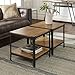 Walker Edison Declan Urban Industrial Angle Iron and Wood Accent Tables, Set of 2, Barnwood