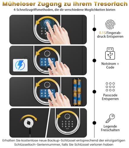 75L Large Safe Biometric Safe for Home, Digital Safe, Anti-Theft Furniture Safe for Passport, Money, Document, Medicine