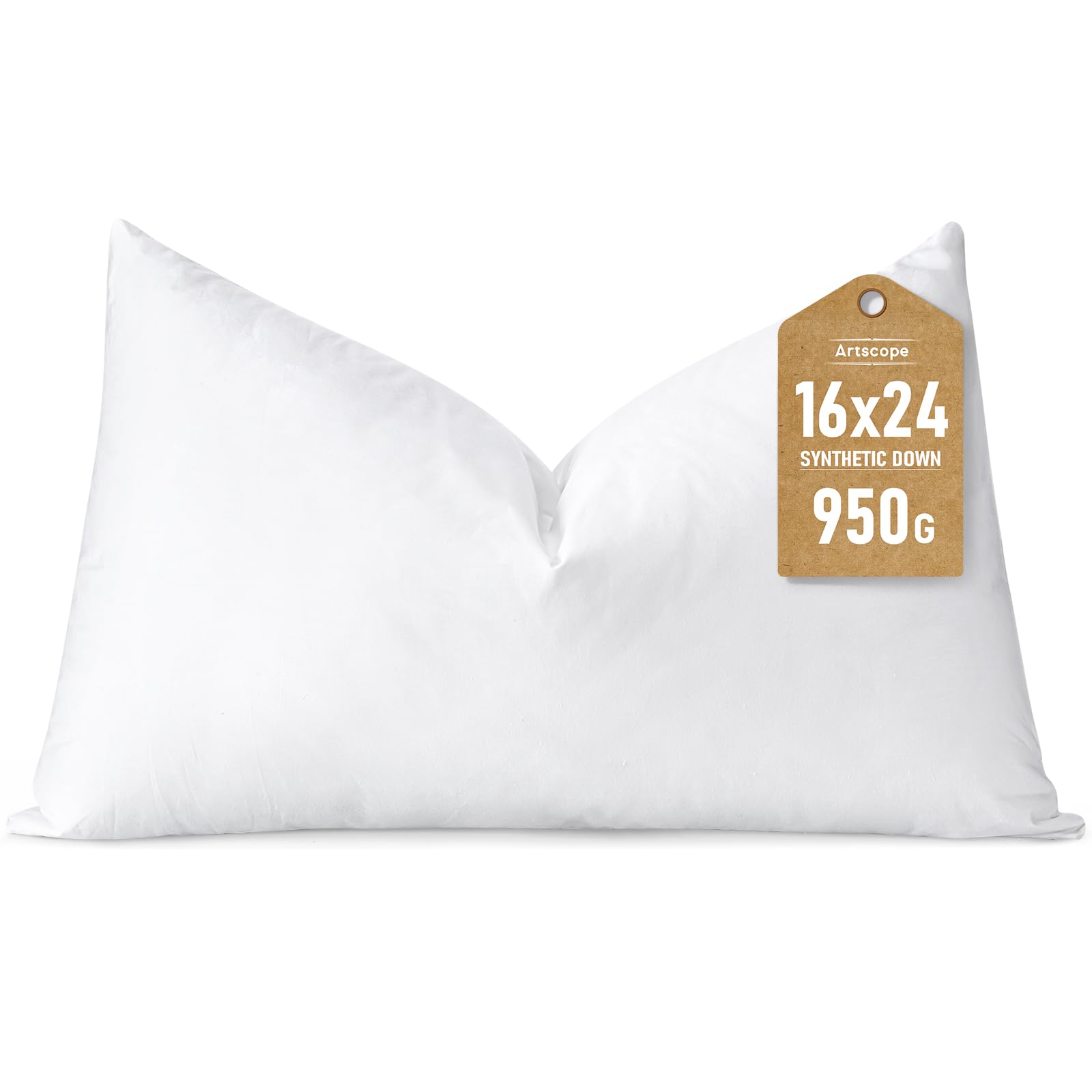 Photo 1 of Artscope Synthetic Down Lumbar Pillow Insert, 16x24 Down Alternative Throw Pillow Insert. Ultra Soft Fluffy Sleeping Pillow with 100% Cotton Cover, Decorative Pillows-White.