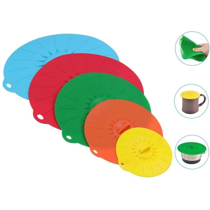 JJLng Silikon Deckel,Schussel Mit Deckel Silikon Seal Covers Küchen Zubehör 5 Stück Set