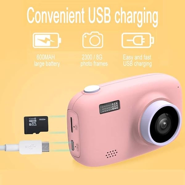 QCHEA Multifunctional Childrens Camera 26MP Dual Lens 2 4 Inch IPS Display Digital Video Camera filterCreative Photo FrameFlashWith 32G Memory Card Color B