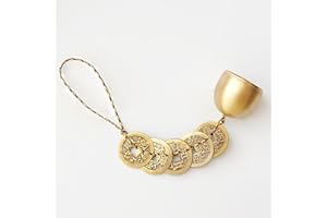 Door Opening Bell Hanging Bell Good Luck Bell Chinese Feng Shui Bell with 5 Coins for Wealth and Healthy Home Hanging Pendant