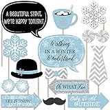 Big Dot of Happiness Winter Wonderland - Snowflake Holiday Party and Winter Wedding Photo Booth Props Kit - 20 Count