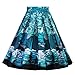 Vivibridal Women's A-Line Vintage Pleated Floral Print Midi Skirt