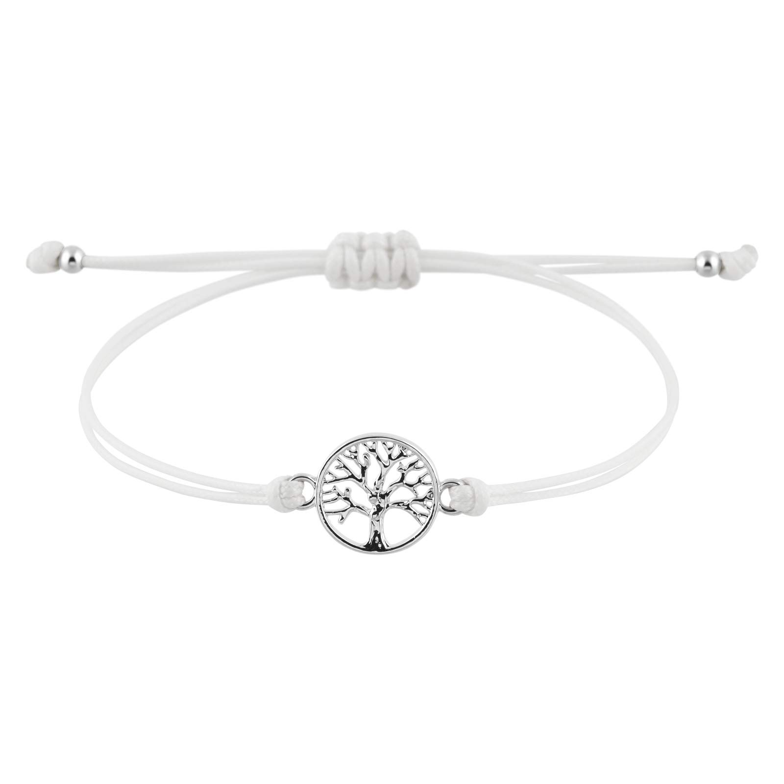 StarAppeal Tree of Life Friend Bracelet, Tree of Life Bracelet with Beads in Silver and Gold, Adjustable Size, Girls, Women's Bracelet, Handmade white-silver