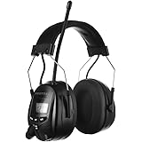 PROTEAR AM FM Hearing Protector, Ear Protection for Mowing, Snowblowing, Construction, Work Shops, 25dB NRR (Black)