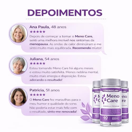 Meno Care Suplemento Alimentar 60 Cápsulas | Menocare Auxílio Natural na Menopausa | Equilíbrio, Bem-Estar e Qualidade