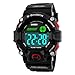 Jewtme Men Outdoor English Talking Watch LED Digital Military Wristwatch with Silicone Band Voice Broadcast Time Watches-red