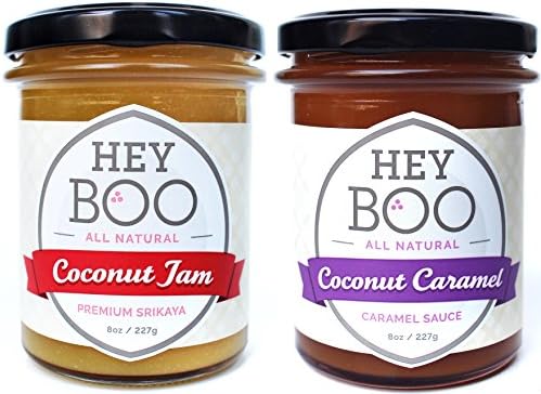 Coconut Jam &amp; Coconut Caramel (Variety Pack) Non Dairy - Made in USA - No Corn Syrup - Delicious