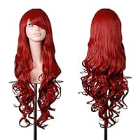 EmaxDesign Wigs 32 Inch Cosplay Wig For Women With Wig Cap and Comb(Dark Red)