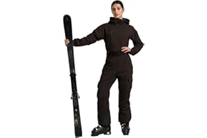 GSOU SNOW Womens Ski Suit One Piece Snow Suits Onesie Ski Jumpsuits Waterproof Ski Outfits Regular Fit Insulated Windproof
