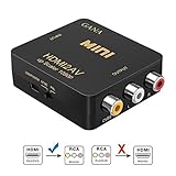 GANA HDMI to RCA,HDMI to AV, 1080P HDMI to 3RCA CVBS AV Composite Video Audio Converter Adapter Supports PAL/NTSC with USB Charge Cable for PC Laptop HDTV DVD-Black