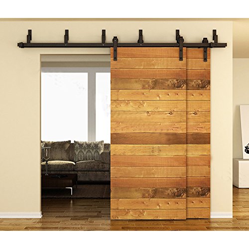 Low Cost Hahaemall Black Steel Bypass Sliding Barn Door Hardware