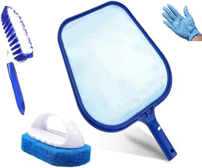 KAHEIGN Hot Tub Cleaning Kit Pool Skimmer Brush Scrubber Pad Gloves