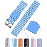 MLQSS Soft Silicone Watch Band with Quick Release Pins - Choice Color & Width (18mm, 20mm or 22mm) Watch Straps w/Adjustable Metal Clasp
