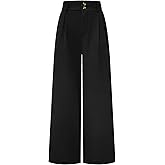 AUXDIO Womens Straight Leg Pants Casual High Waisted Stretchy Double Buttoned Trousers Work Business Dress Pant