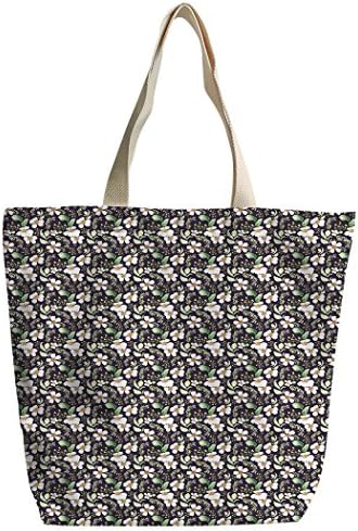 SXCHEN Custom Zipper Canvas Bags Shoulder Bag Handbag White Gardenia Flower