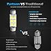 Partsam 44mm Festoon LED Light Bulbs Cap Lamps Car Interior Dome Map Reading Lights 561 562 564 570 571 577 578 211-2 212-2 214-2 Bulbs - White 4Pcs