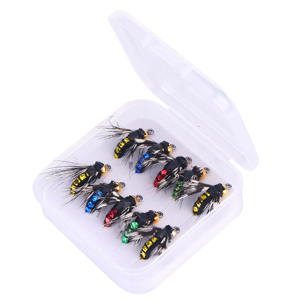 10 Pieces Trout Flies Lures, Imitation Insects Flies Baits Bionic altwater Freshwater Lures Hooks for Trout Bass Salmon
