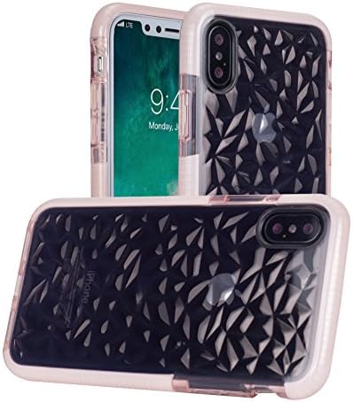 iPhone X case WELLDFUL 3D Vogue Design Geometric Diamond Pattern Clear Soft TPU Dual Layer Shockproof Protective