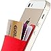 Sinjimoru Basic Cell Phone Wallet Stick on, Card Holder for Back of Phone Working as Adhesive Stretchy iPhone Wallet. Sinji Pouch Basic 2 Red