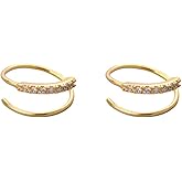 Minimalist 925 Sterling Silver Tiny Hook Earrings Cartilage Wrap Earring for Women