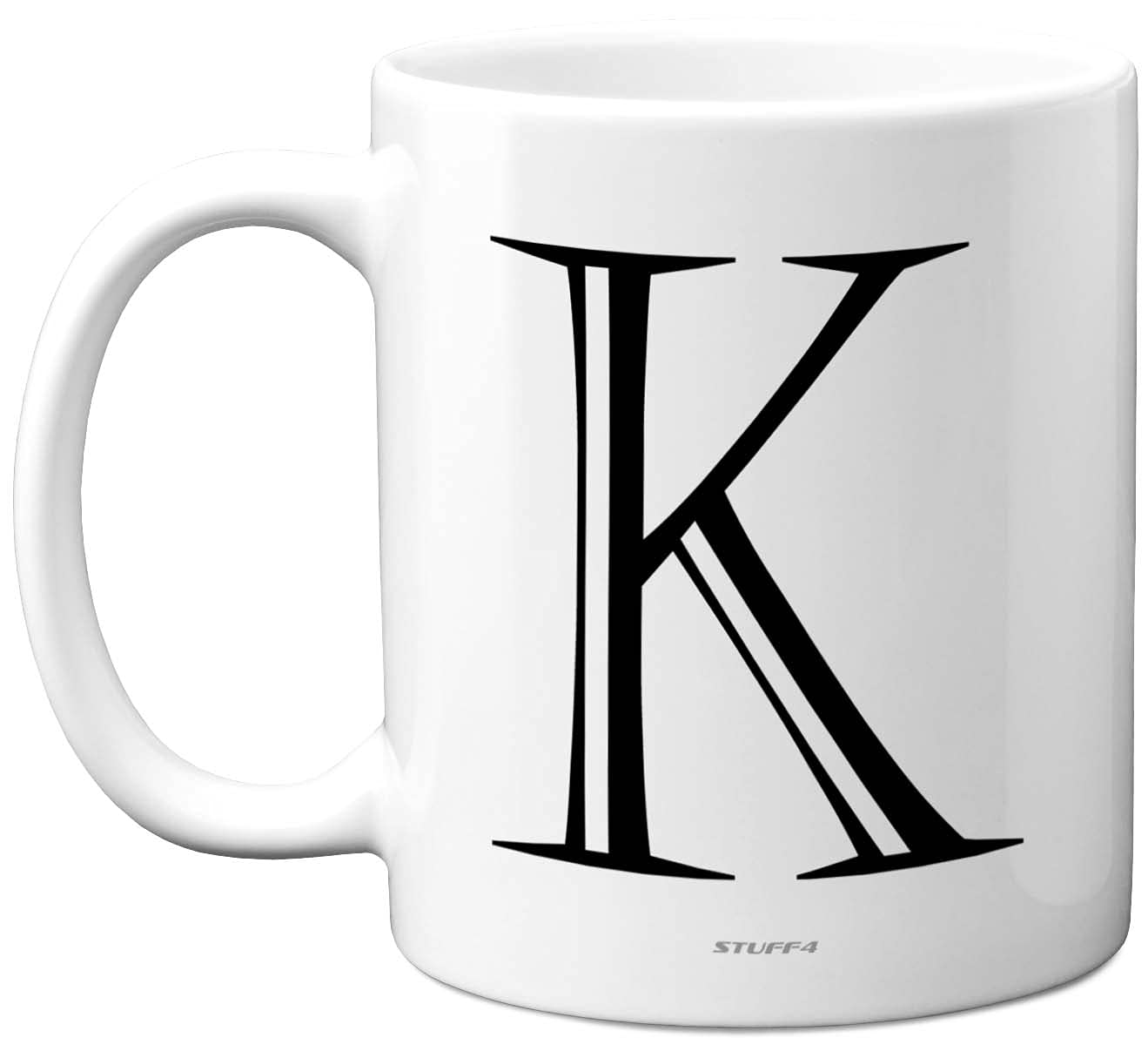 Stuff4 Personalised Alphabet Initial Mug - Letter K Mug, Gifts for Him Her, Fathers Day, Mothers Day, Birthday Gift, 11oz Ceramic Dishwasher Safe Anniversary, Valentines, Christmas, Retirement