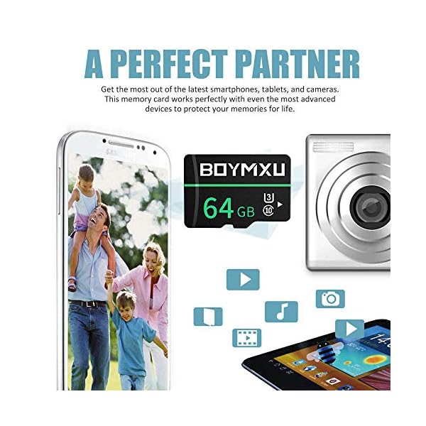 BOYMXU TF Speicherkarte 64 GB, Speed TF Karte mit Adapter, U3 Speicherkarte bis zu 90 MB/s, High Speed Speicherkarte… – Bild 6