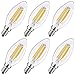 LED Candelabra Bulbs with E12 Base Dimmable E12 LED Bulbs 40W Equivalent Halogen Replacement 2700K Warm White 4W Filament Candle Light Bulbs with 400 Lumen 6 Packs by COOWOO