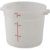 Winco Heavy-Duty Round Food Storage Container, 6 Quart, White