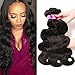 QinMei Brazilian Straight Hair 3 Bundles with Closure Human Hair Weave Bundles Extensions (20 22 24)